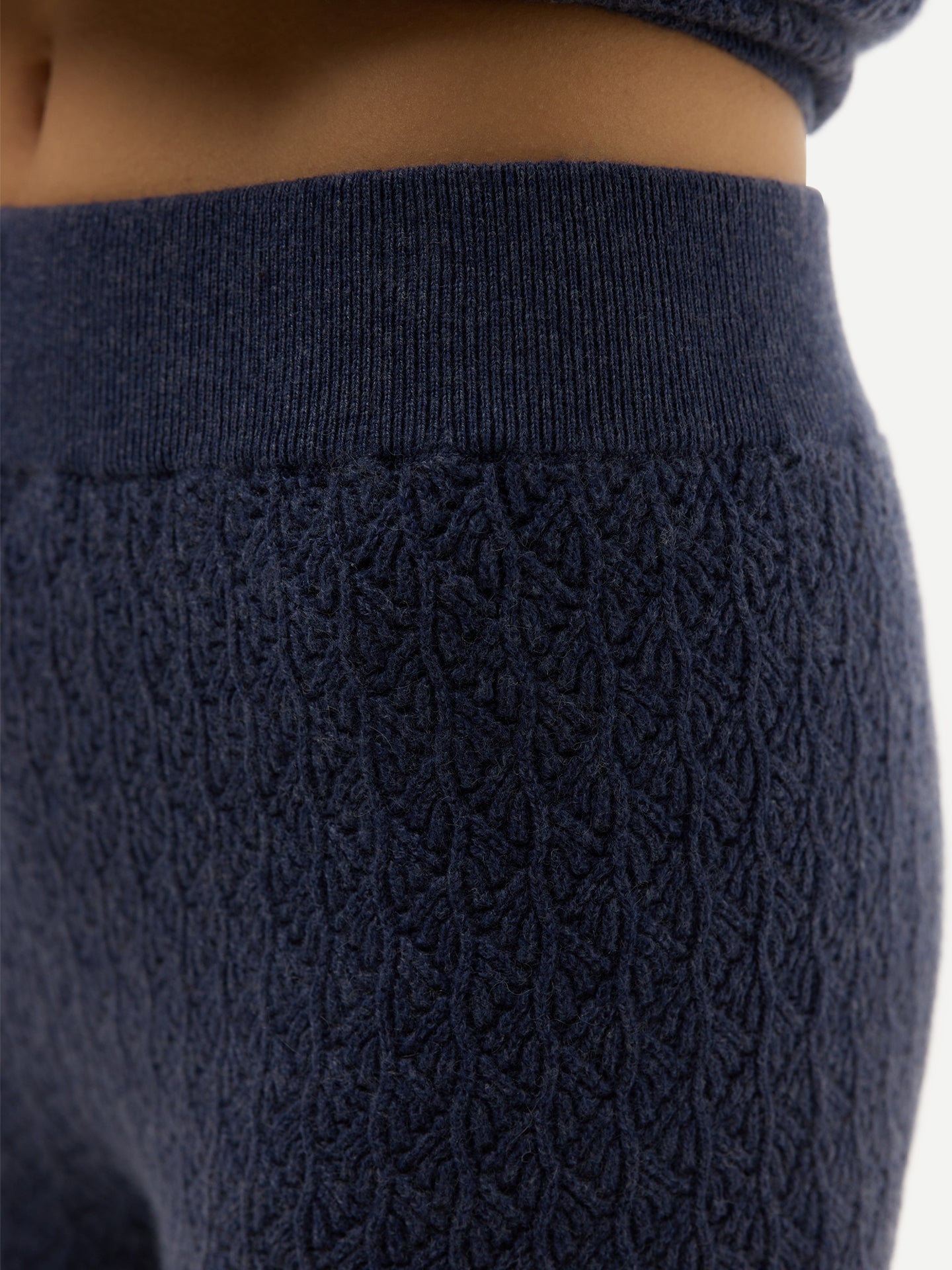 Wide-Leg Ajour Knit Cashmere Pants