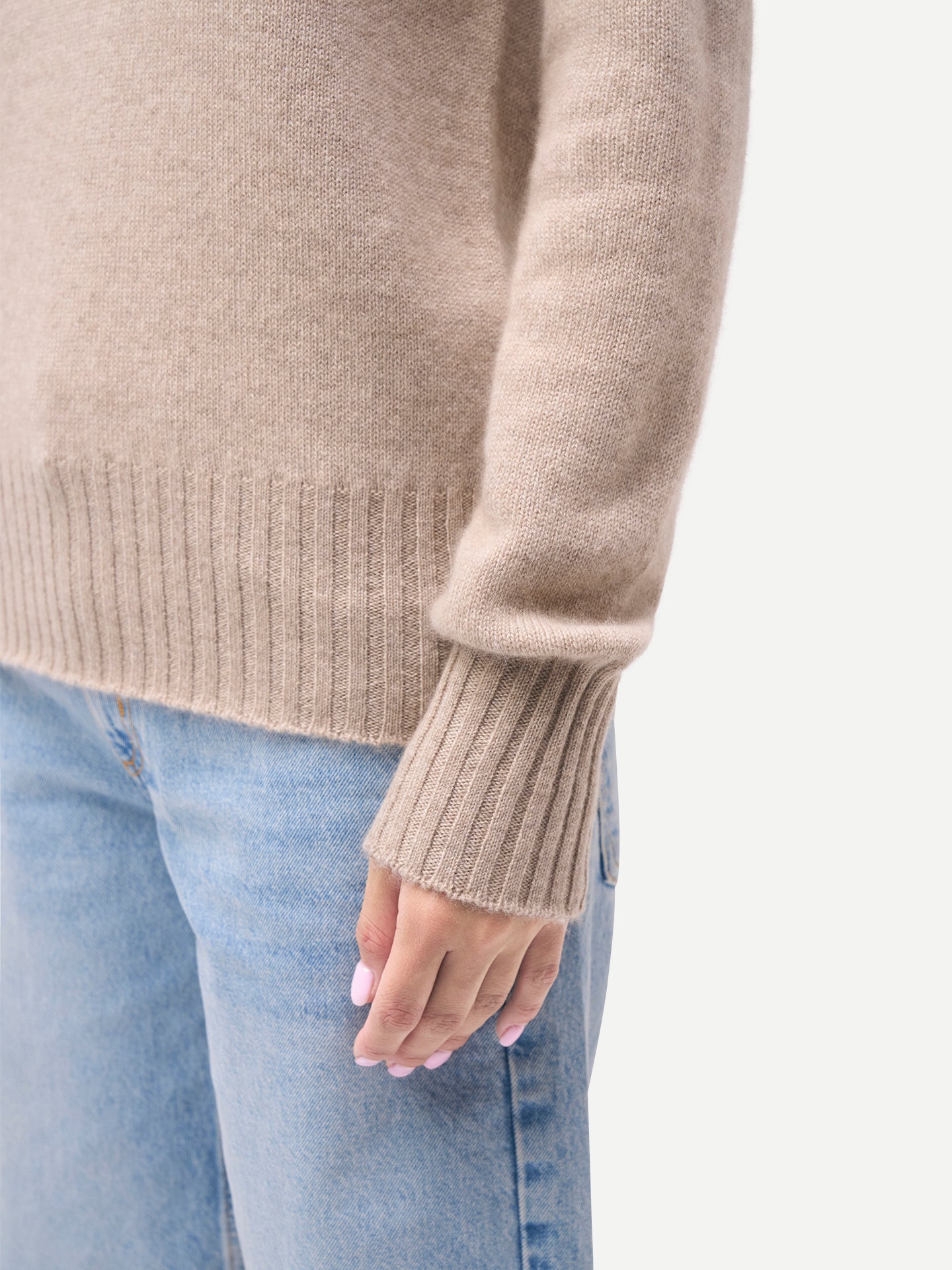 Organic Color Cashmere Slit T-Neck Sweater