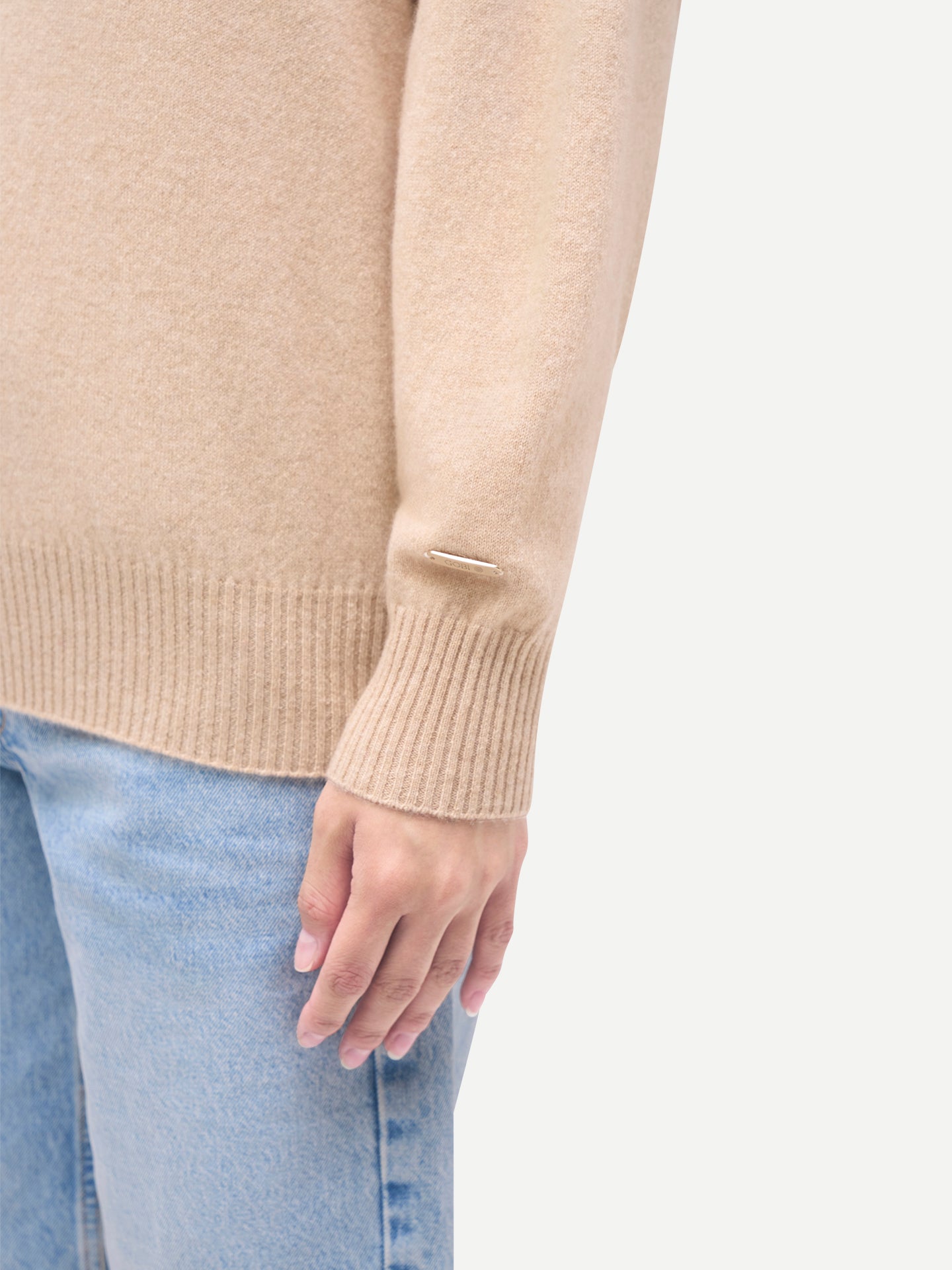 Women T-Neck Organic Color Cashmere Sweater