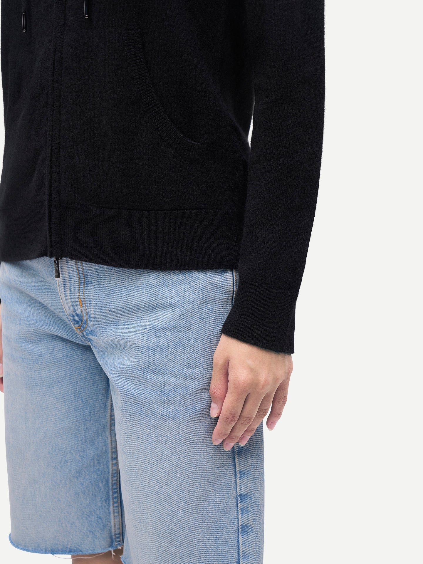 Women's Cashmere Zipper Hoodie Pocket Black | GOBI Cashmere