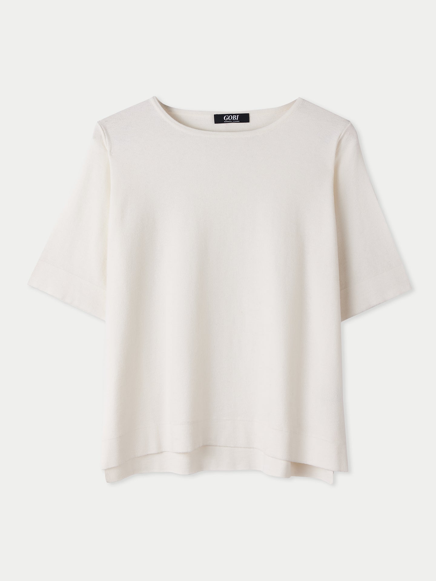 Women's Box-Cut Cotton Silk Cashmere Blend T-Shirt Whisper White - Gobi Cashmere