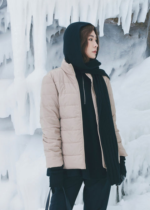 Cashmere Rib Knit Scarf, editorial photo