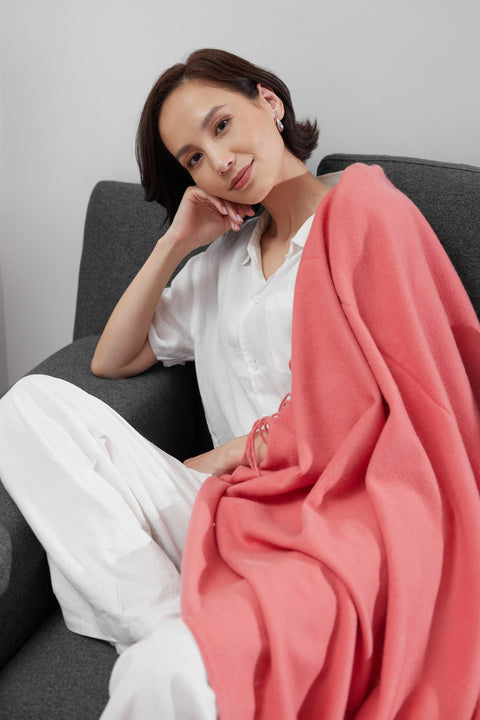 Oversized Cashmere Woven Scarf, editorial photo