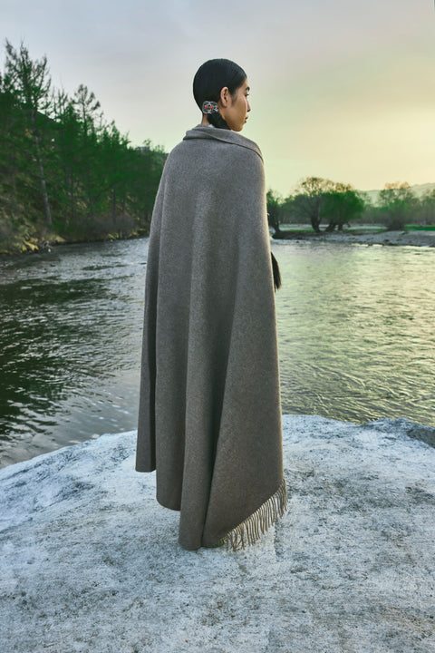 Charcoal Large Blanket With Fringe, editorial photo