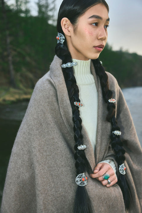 Charcoal Large Blanket With Fringe, editorial photo