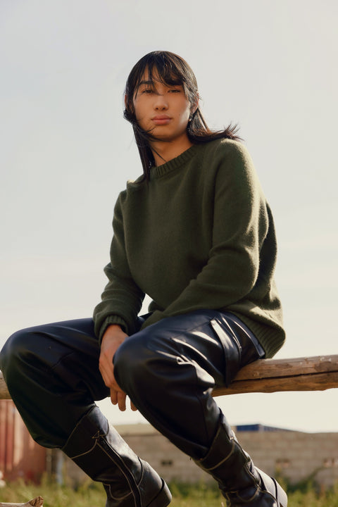 Cashmere Raglan Sweater, editorial photo