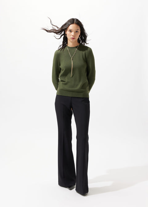 Essential Cashmere Crewneck Sweater in Steel Silver, editorial photo