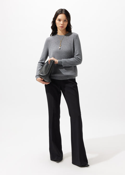 Essential Cashmere Crewneck Sweater in Steel Silver, editorial photo