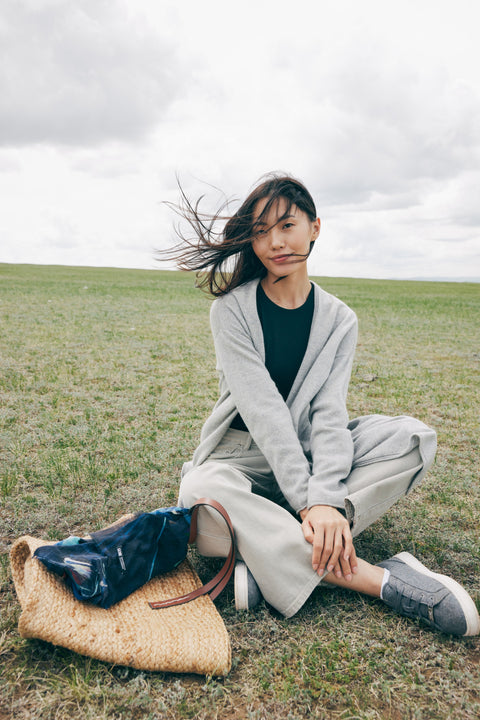 Gray Cashmere Low Ankle Sneakers, editorial photo