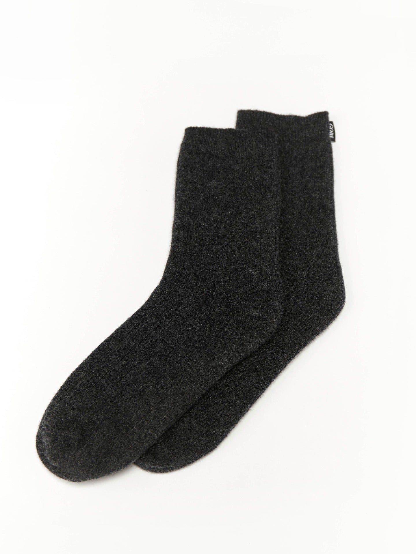 Unisex Cashmere Trim Knit Bed Socks Charcoal - Gobi Cashmere