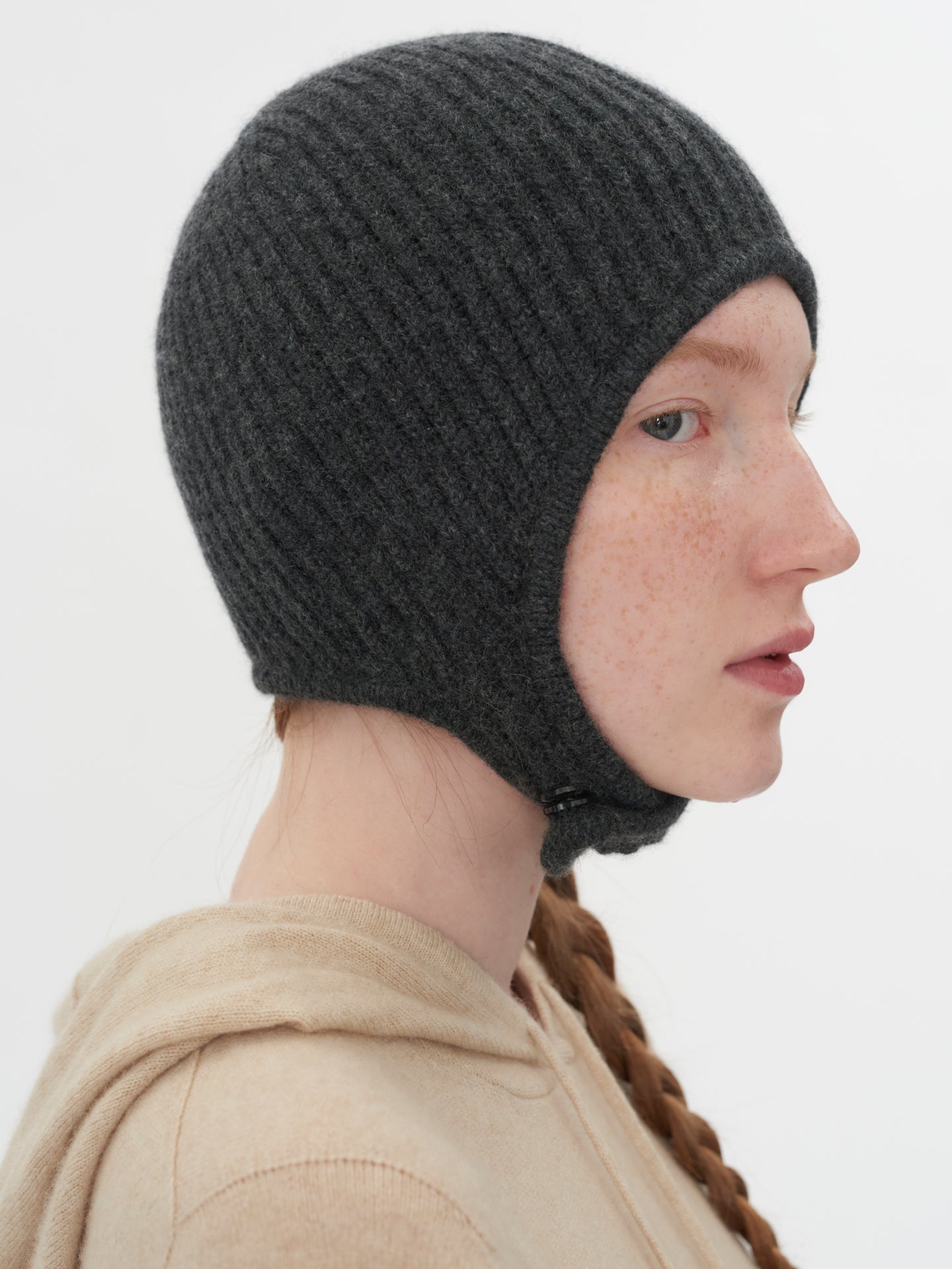 Unisex Cashmere Knitted Aviator Cap Charcoal - Gobi Cashmere