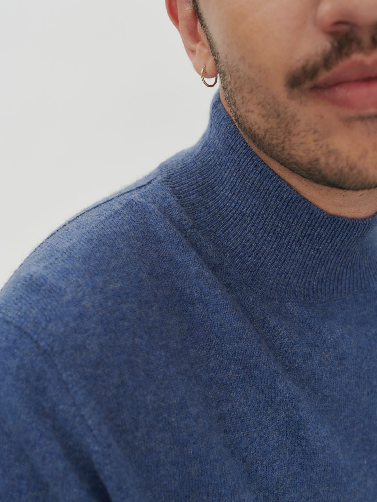 Men's Cashmere Mock Neck Sweater Bijou Blue - Gobi Cashmere