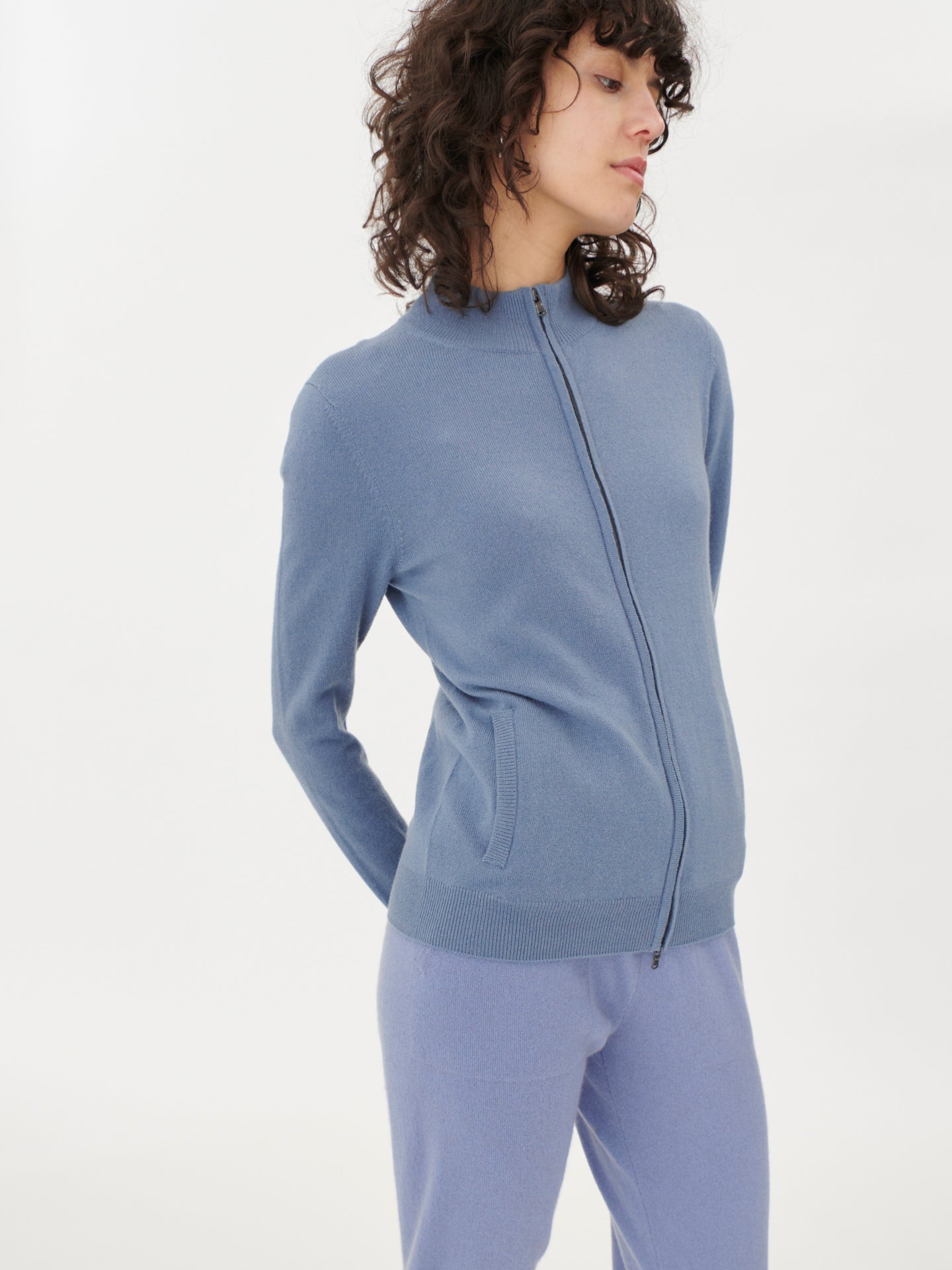 Women's Cashmere Zip Cardigan Purple Impression - Gobi Cashmere