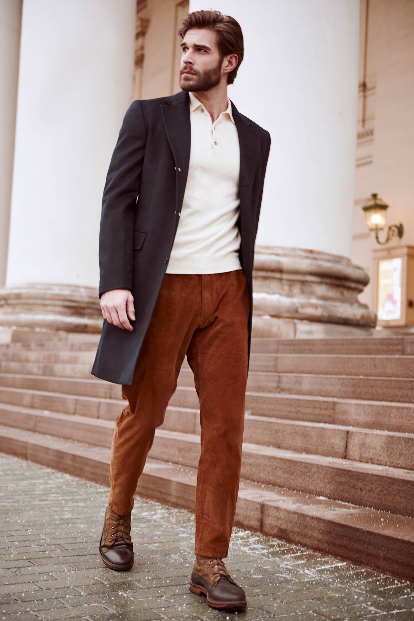 Men's Cashmere Classic Single Breasted Coat Black - Gobi Cashmere