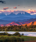 Mongolian mountain landscape at sunset with river and grassland, origin of cashmere supply chain transparency
