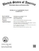 US Patent and Trademark Office registration certificate for the cashmere coat trademark, full document view