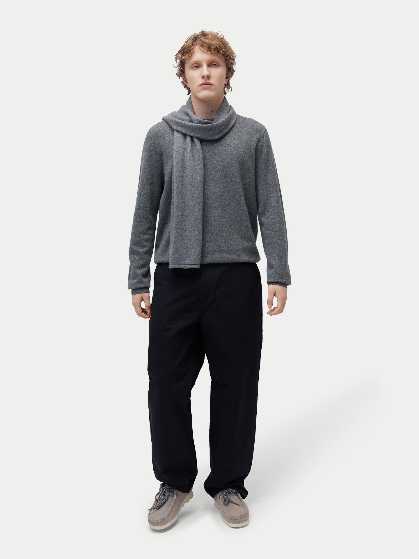 Unisex Cashmere Jersey Knit Scarf Dim Gray - Gobi Cashmere 