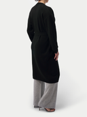 back view of a black long-sleeve top and gray wide-leg pants on a white background #color_dawn-blue