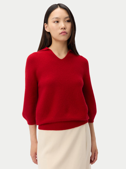 Open V-Collar Women's Polo Sweater