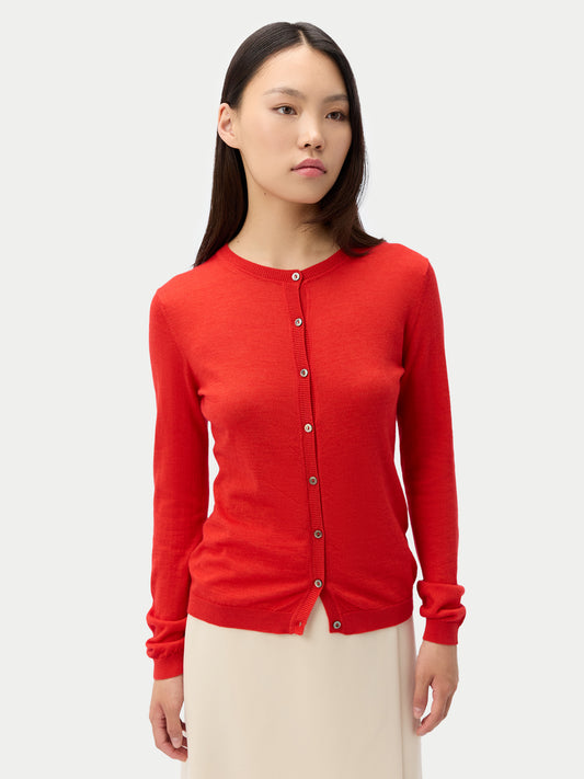 Cashmere-Silk Crew Neck Cardigan