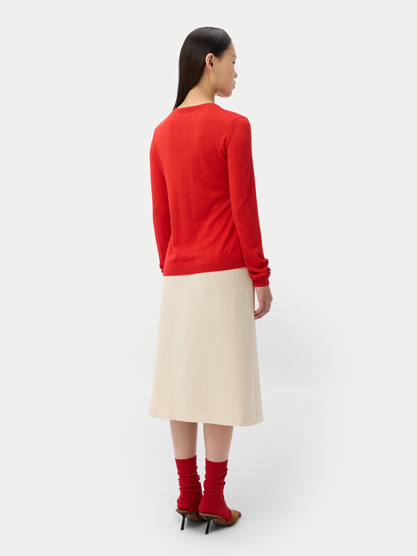 Cashmere-Silk Crew Neck Cardigan