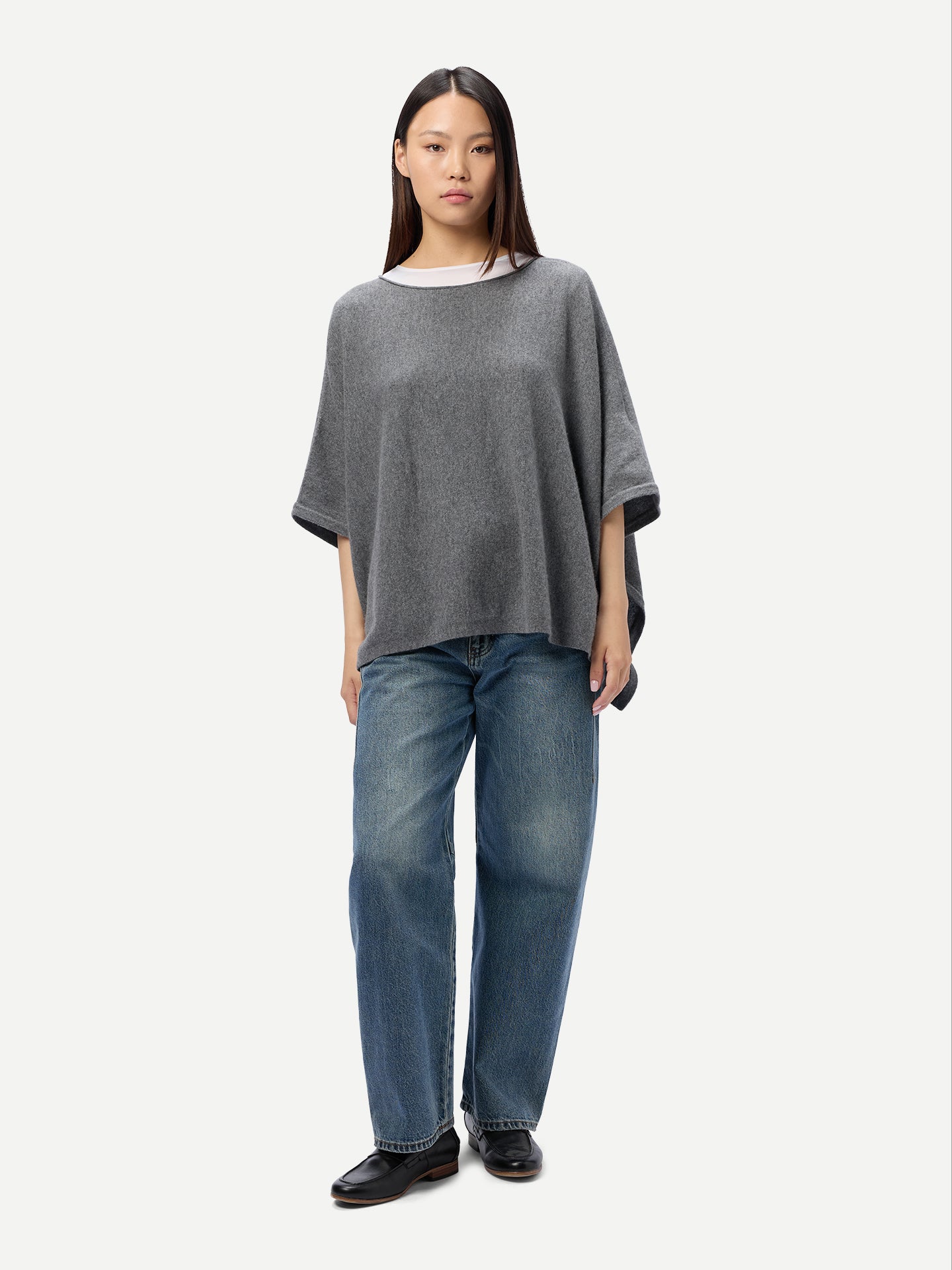 Boat-Neck Cashmere Poncho