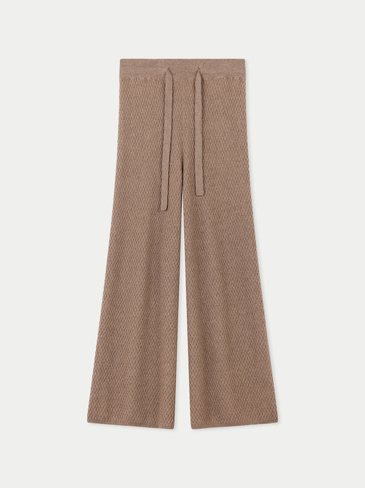 Organic Color Textured Knit Cashmere Pants