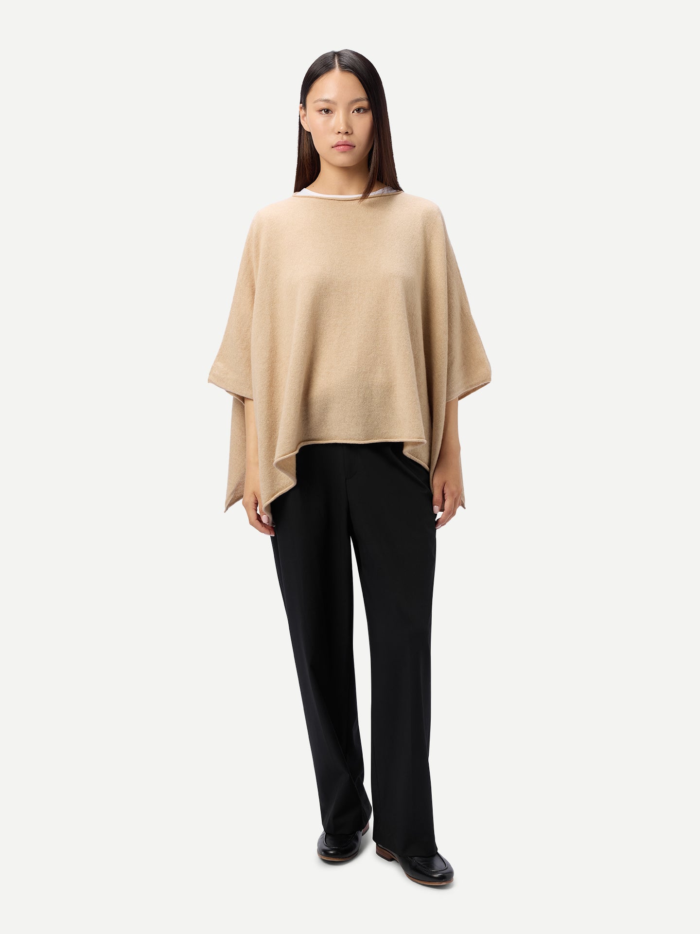 Organic Color Timeless Boat Neck Cashmere Poncho