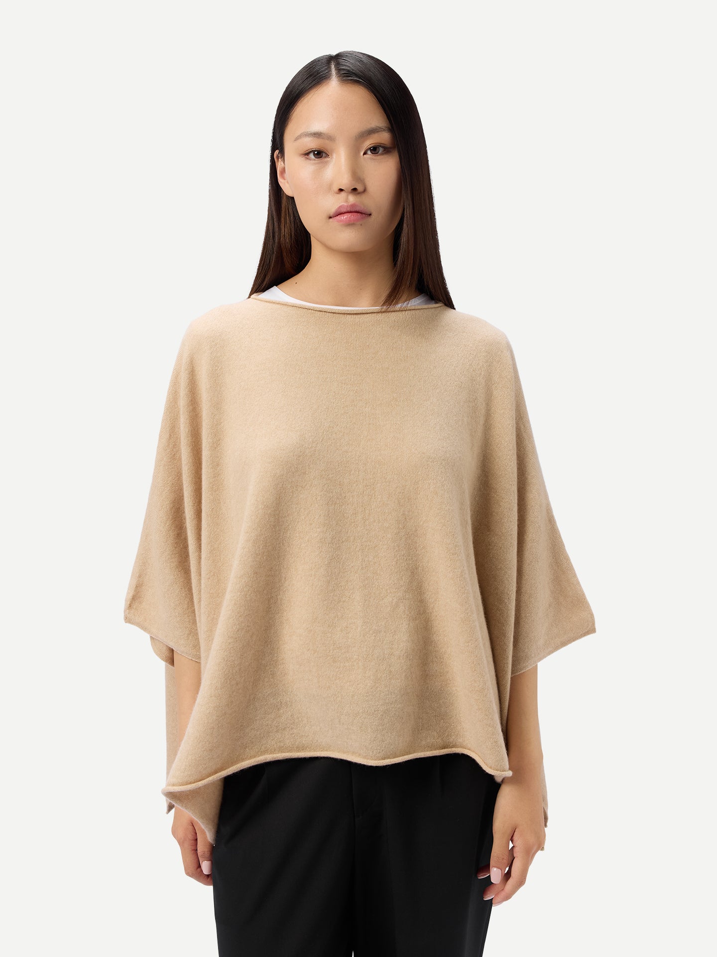 Organic Color Timeless Boat Neck Cashmere Poncho