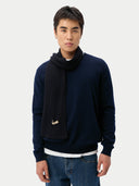 Cashmere Rib Knit Scarf Peacoat - Gobi Cashmere #color_peacoat