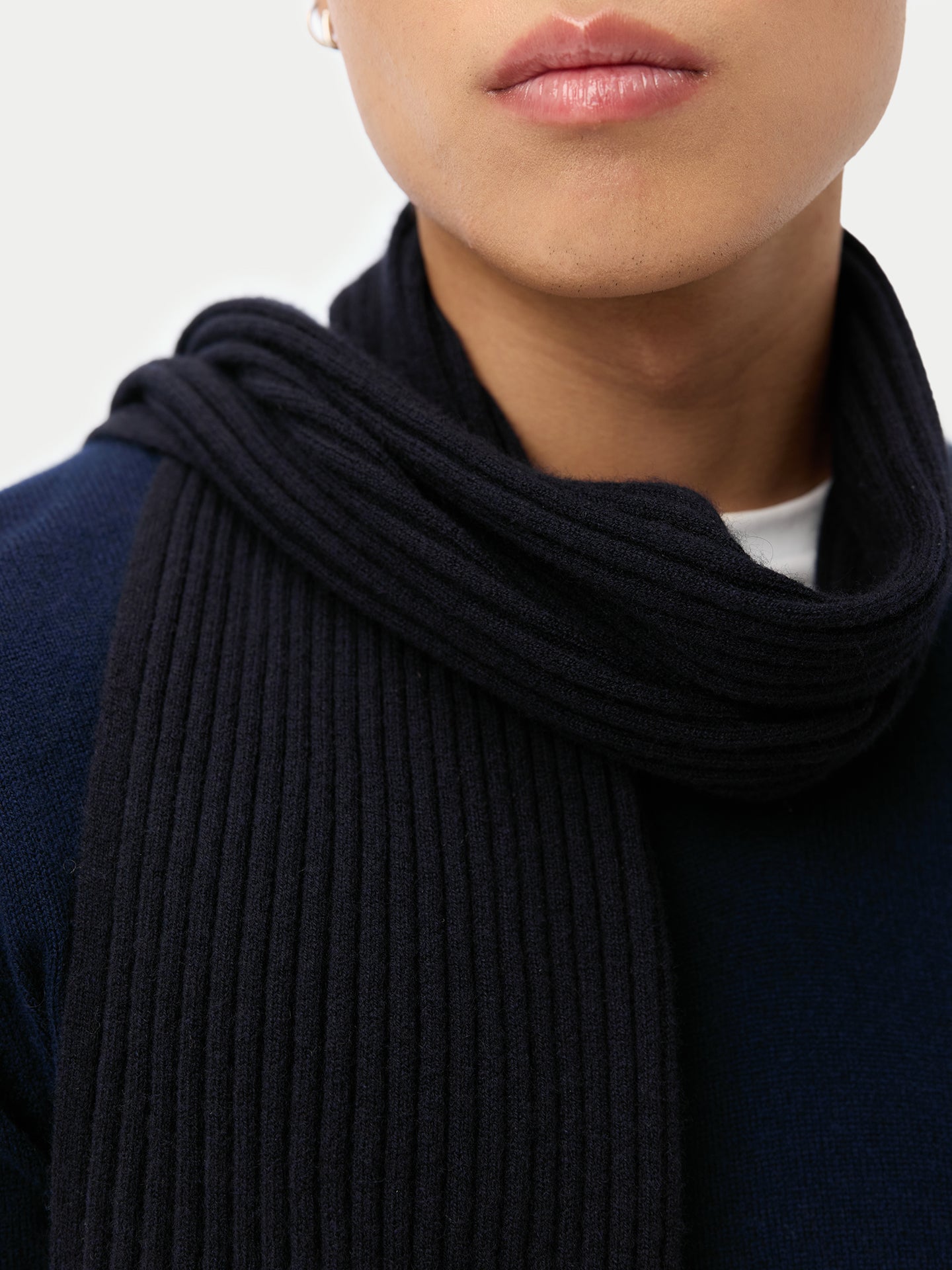 Cashmere Rib Knit Scarf
