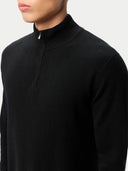 Black long-sleeve shirt worn by a person on a light gray background #color_black