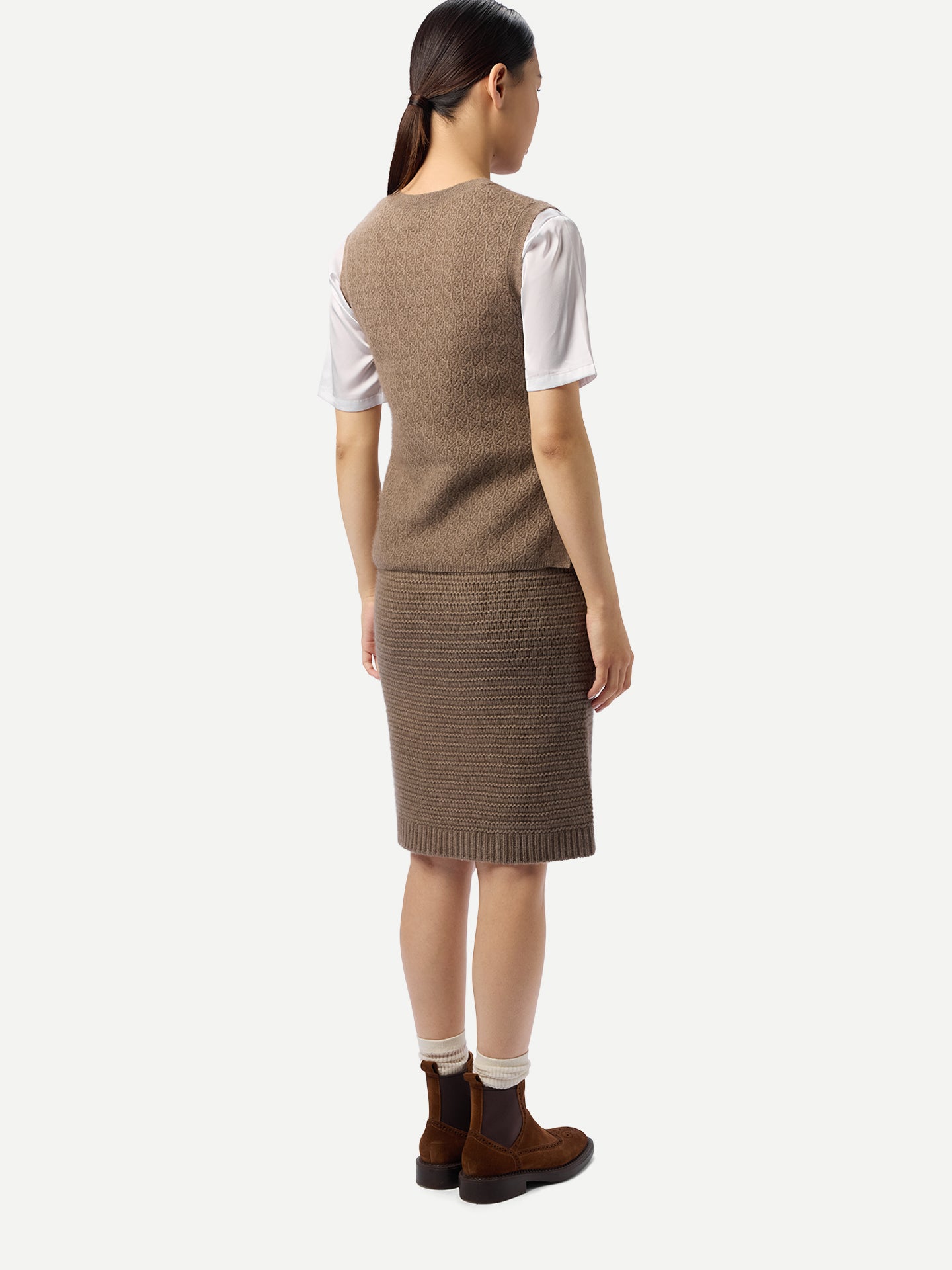 Organic Color Cashmere Sheath Skirt Taupe - Gobi Cashmere