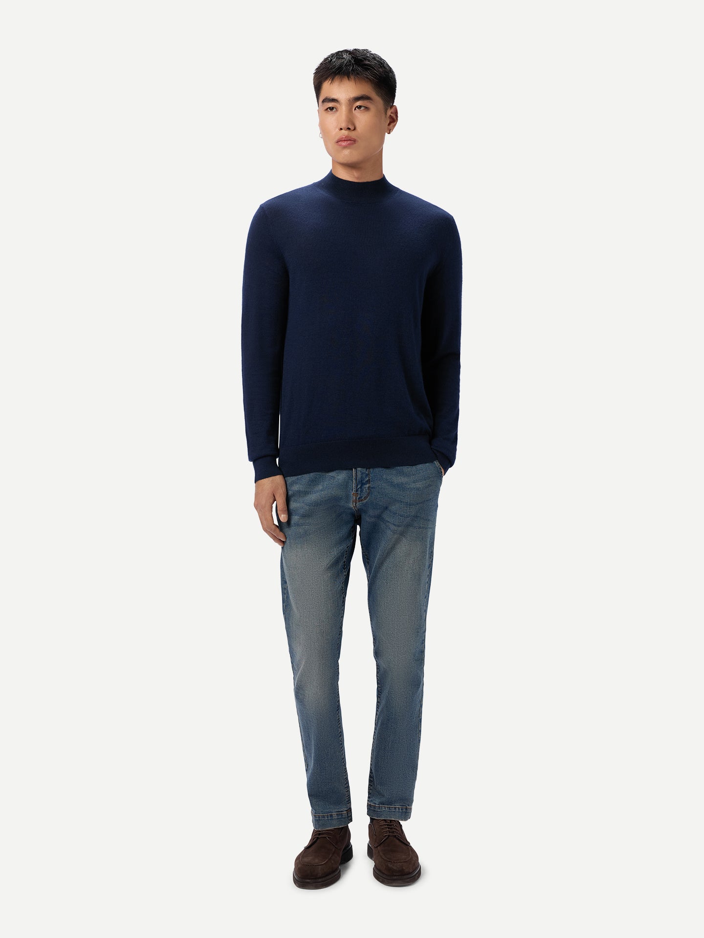 Men Cashmere Silk High Neck Sweater