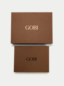 Two brown boxes with 'GOBI' branding on a white background