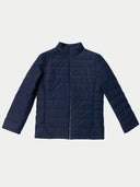 Navy blue puffer jacket on a light gray background #color_navy-blazer