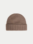 flat lay of a brown knit beanie #color_taupe