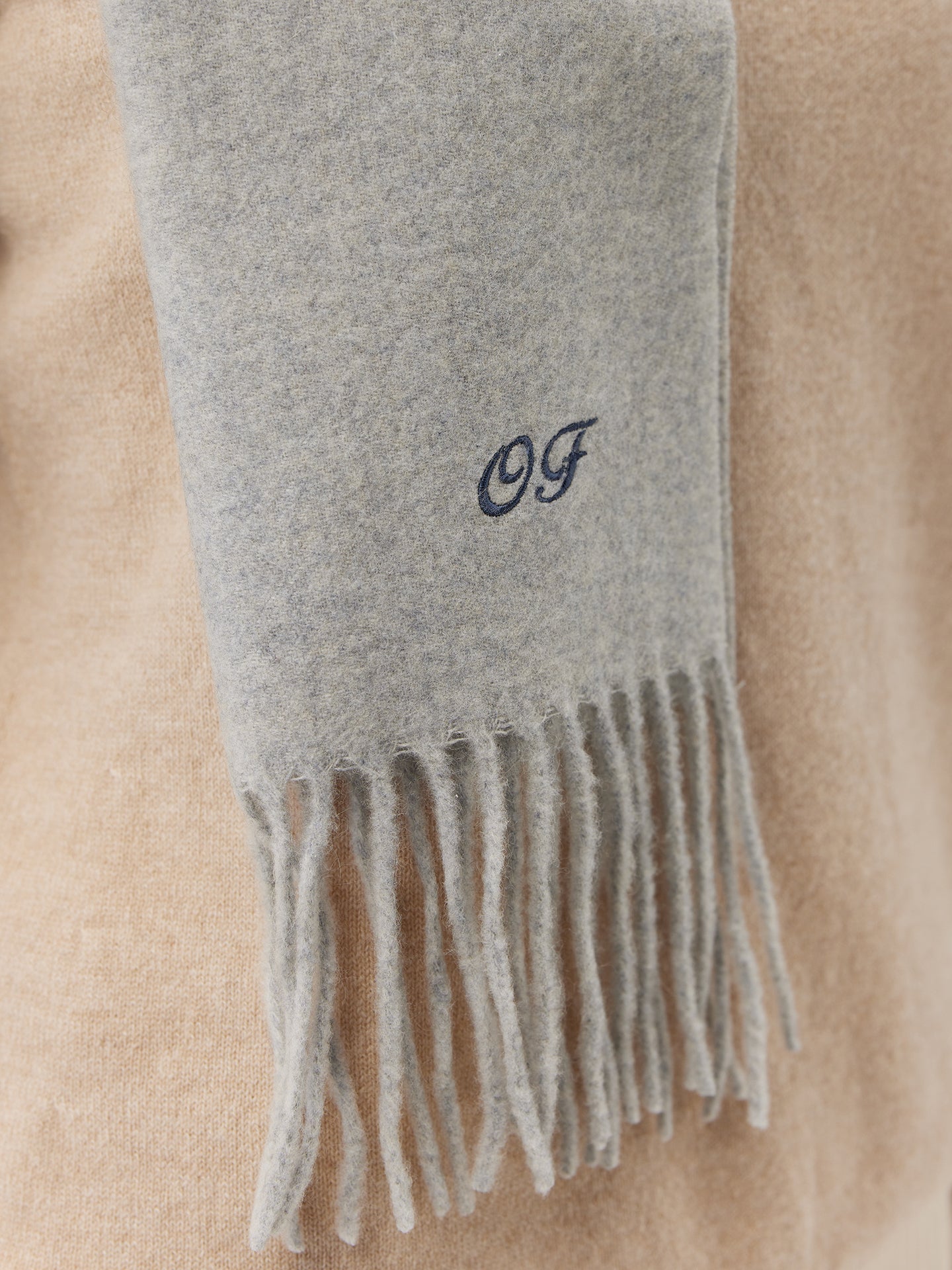 Organic Color Cashmere Fringed Scarf