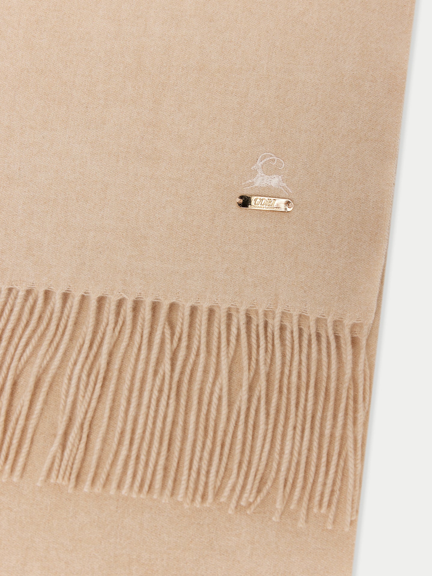 Organic Color Cashmere Fringed Scarf with Embroidery