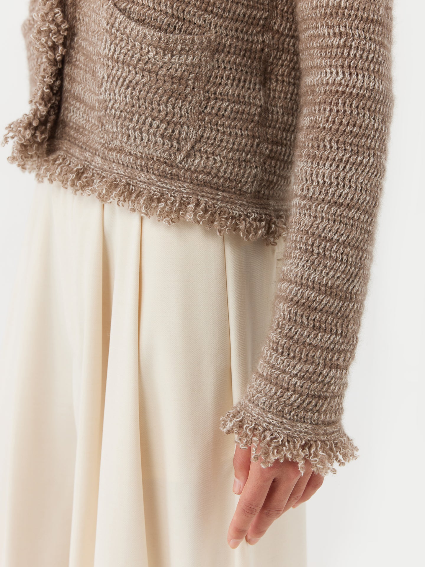 Women's Cashmere Cardigan with Frayed Edges