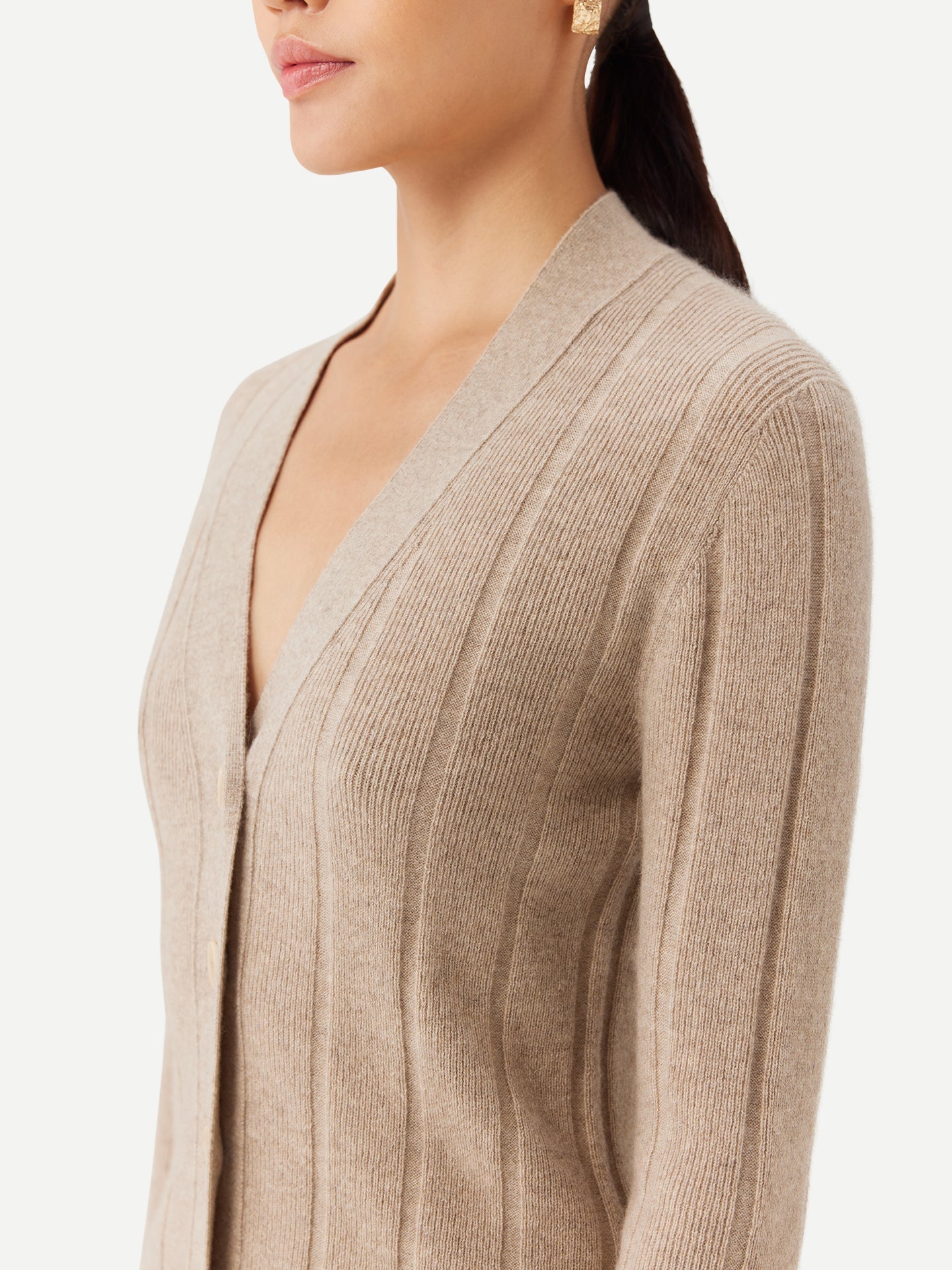 Organic Color Button-Up Cashmere Cardigan