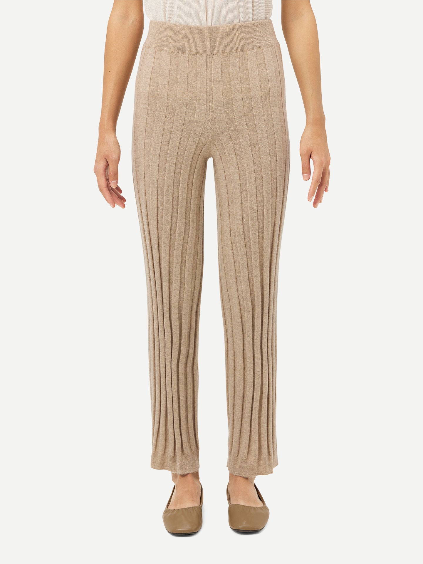 Organic Color Textured Knit Cashmere Pants