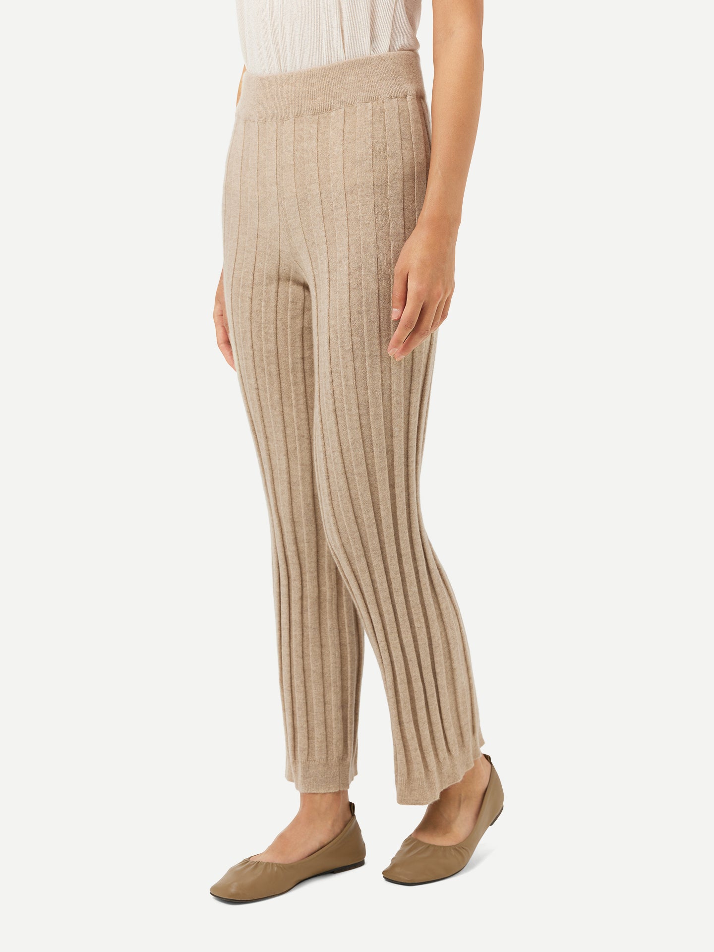 Organic Color Textured Knit Cashmere Pants