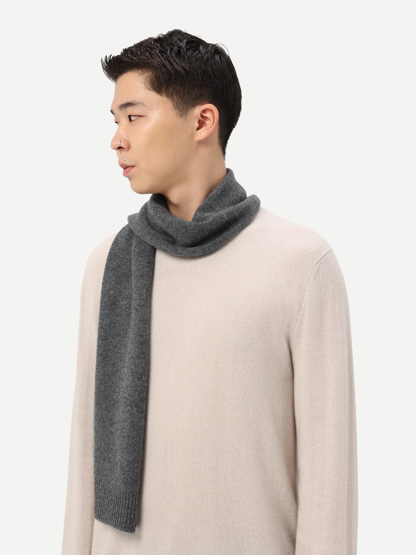 
Unisex Ribbed Cashmere Scarf Gray - Gobi Cashmere