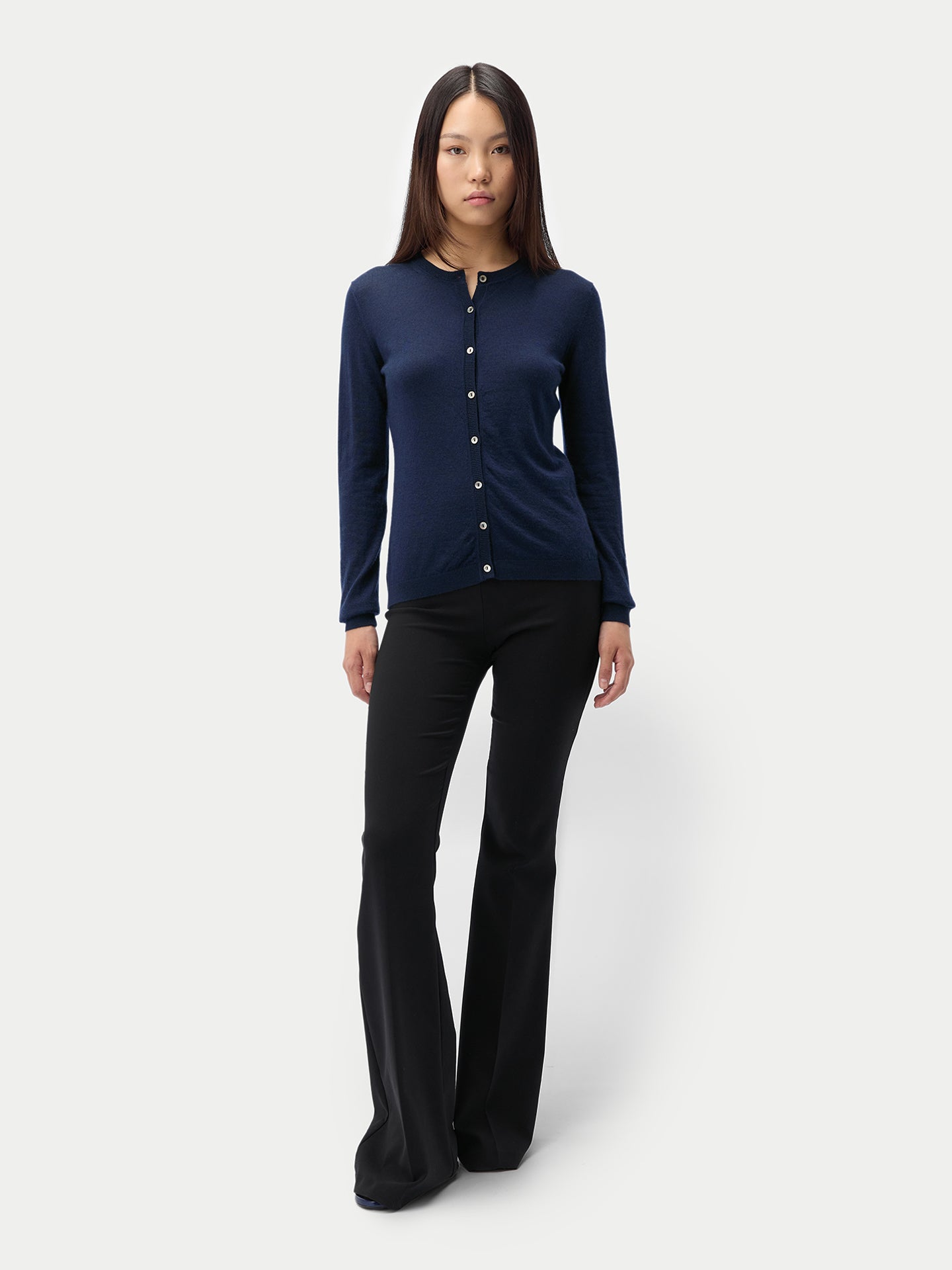 Cashmere-Silk Crew Neck Cardigan