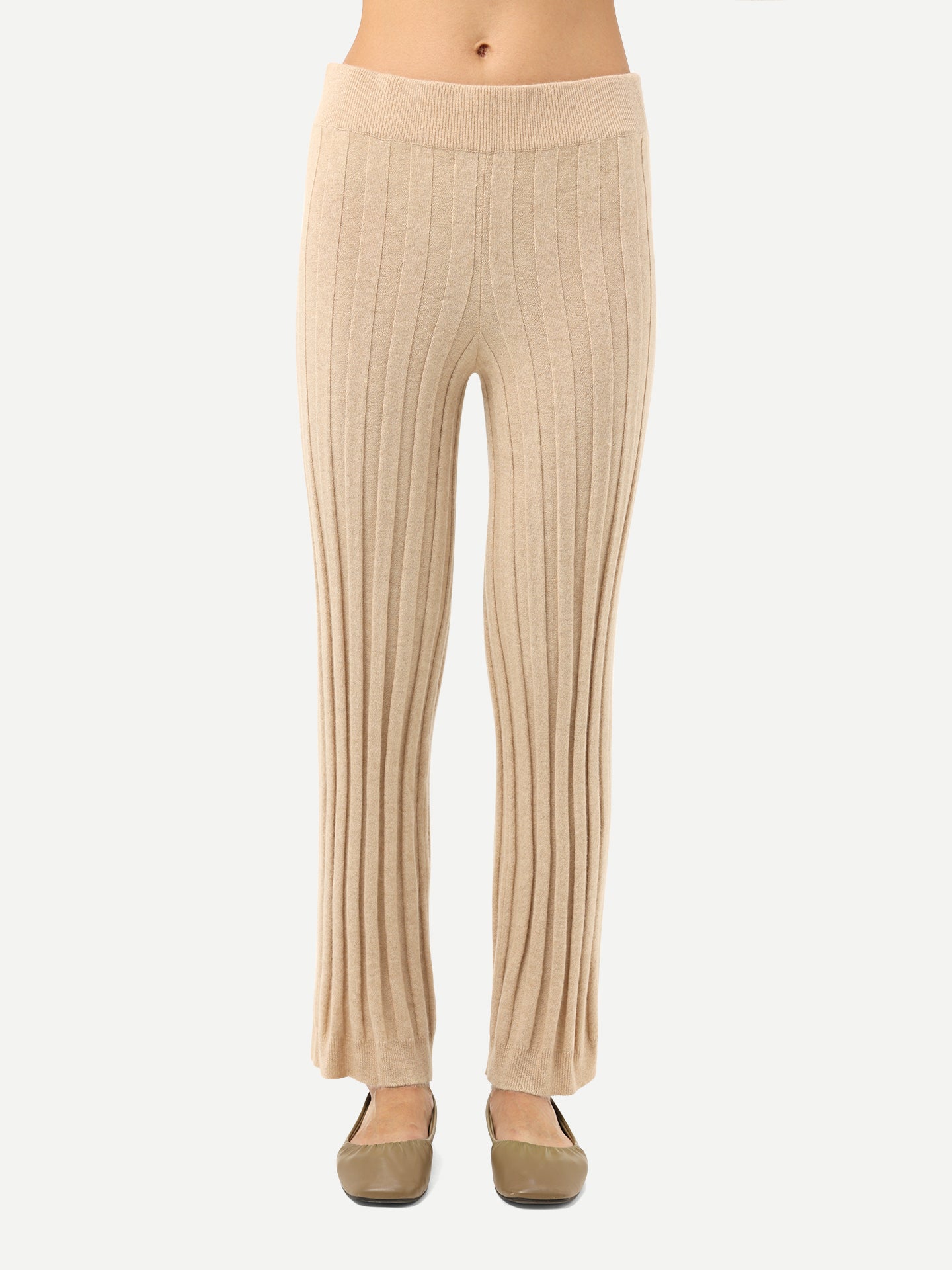 Organic Color Textured Knit Cashmere Pants