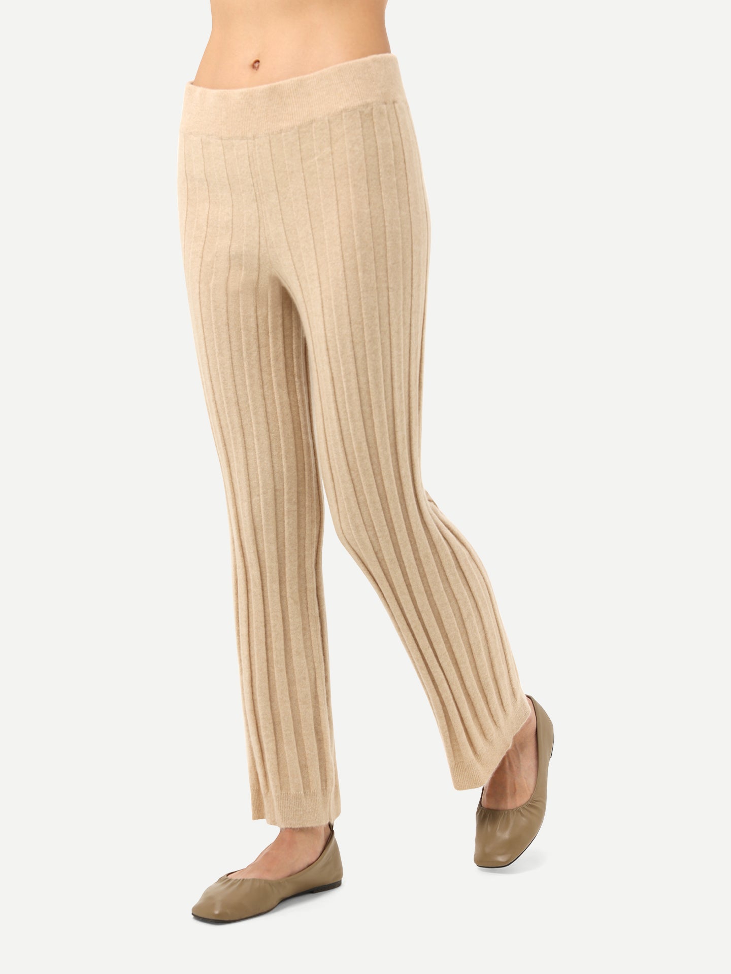 Organic Color Textured Knit Cashmere Pants