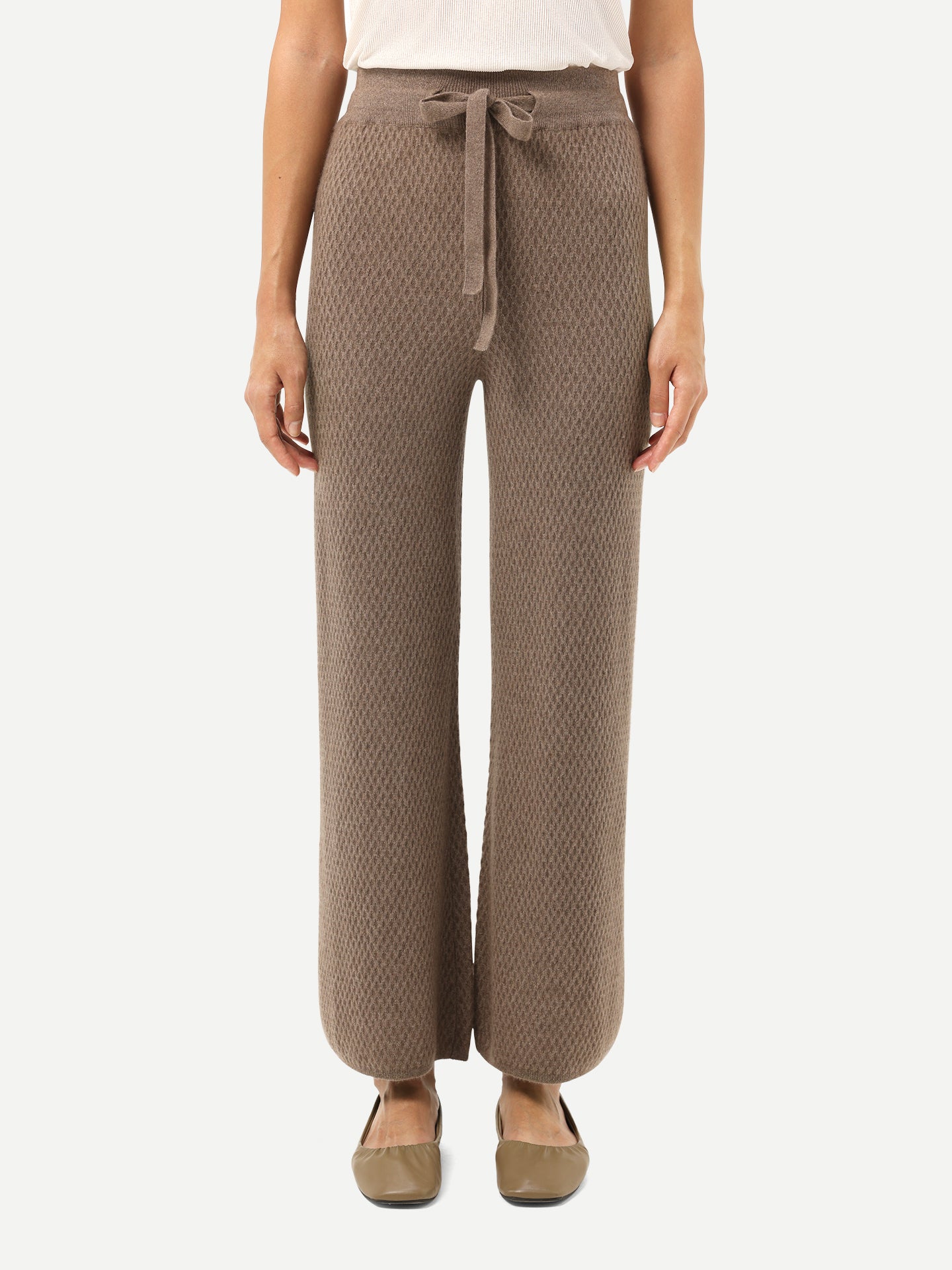 Organic Color Textured Knit Cashmere Pants