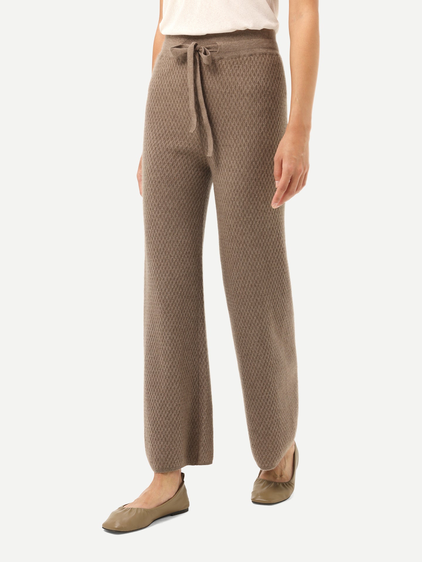 Organic Color Textured Knit Cashmere Pants