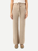 front view of beige textured wide pants #color_warm-grey